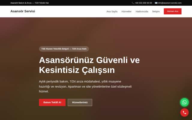 Asansör Servisi — Cesur Kırmızı
