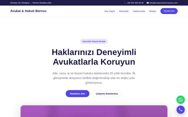Avukat & Hukuk Bürosu — Canlı & Modern