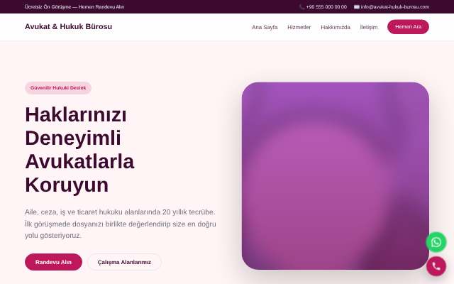 Avukat & Hukuk Bürosu — Yumuşak Pastel
