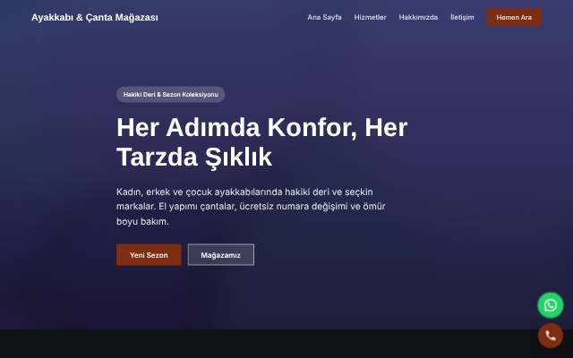Ayakkabı & Çanta Mağazası — Koyu & Güçlü