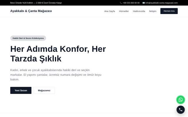 Ayakkabı & Çanta Mağazası — Minimal Beyaz
