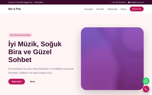Bar & Pub — Yumuşak Pastel