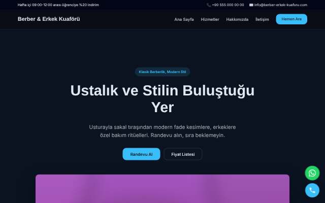 Berber & Erkek Kuaförü — Gece Mavisi
