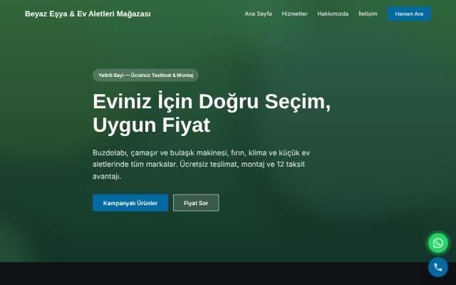 Beyaz Eşya & Ev Aletleri Mağazası — Koyu & Güçlü