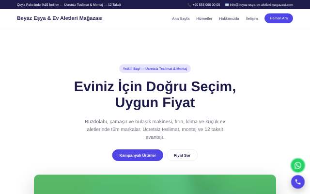 Beyaz Eşya & Ev Aletleri Mağazası — Canlı & Modern