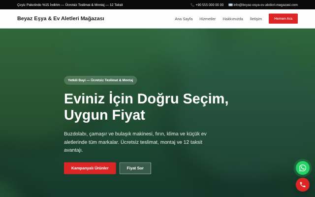 Beyaz Eşya & Ev Aletleri Mağazası — Cesur Kırmızı