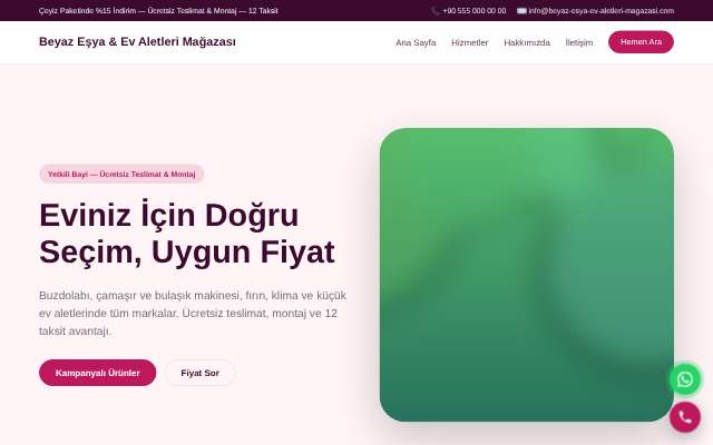 Beyaz Eşya & Ev Aletleri Mağazası — Yumuşak Pastel