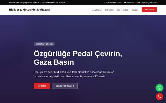 Bisiklet & Motosiklet Mağazası — Cesur Kırmızı