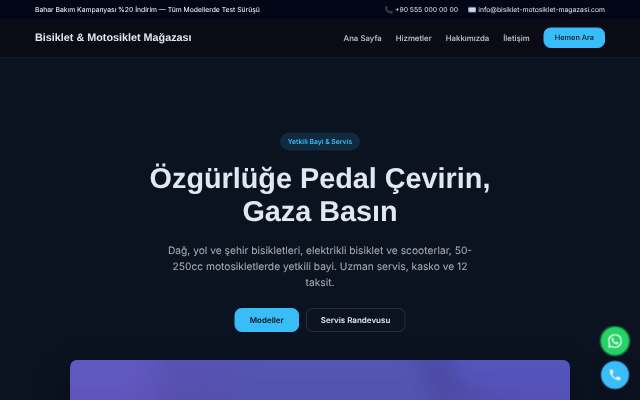 Bisiklet & Motosiklet Mağazası — Gece Mavisi