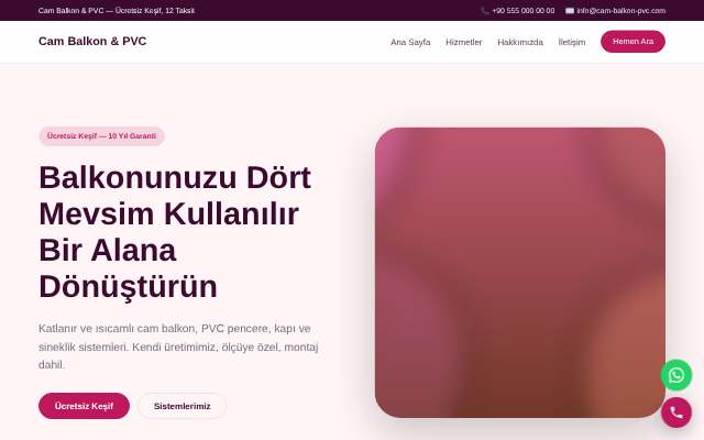 Cam Balkon & PVC — Yumuşak Pastel