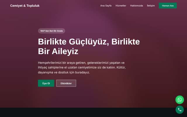 Cemiyet & Topluluk — Koyu & Güçlü