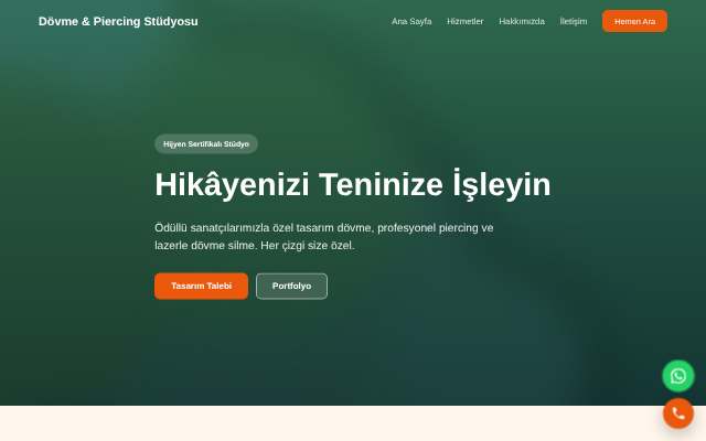Dövme & Piercing Stüdyosu — Sıcak Turuncu