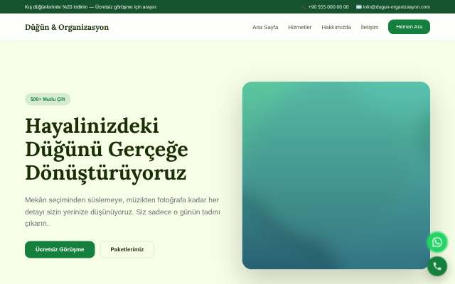 Düğün & Organizasyon — Doğal Yeşil