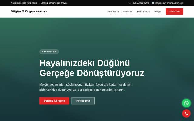 Düğün & Organizasyon — Cesur Kırmızı
