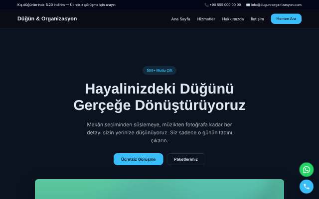 Düğün & Organizasyon — Gece Mavisi