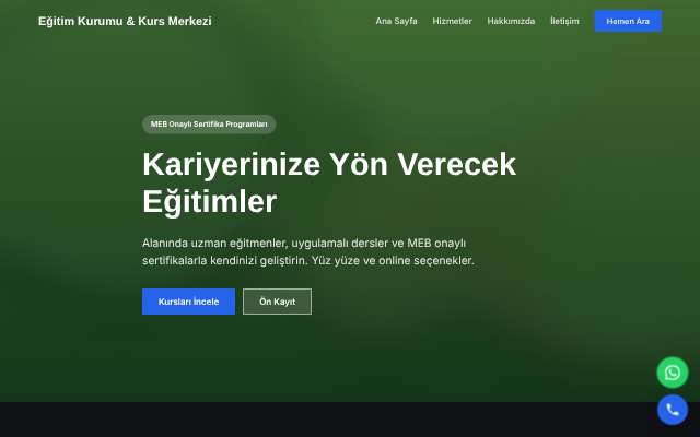 Eğitim Kurumu & Kurs Merkezi — Koyu & Güçlü
