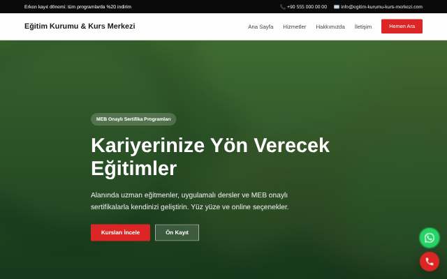 Eğitim Kurumu & Kurs Merkezi — Cesur Kırmızı