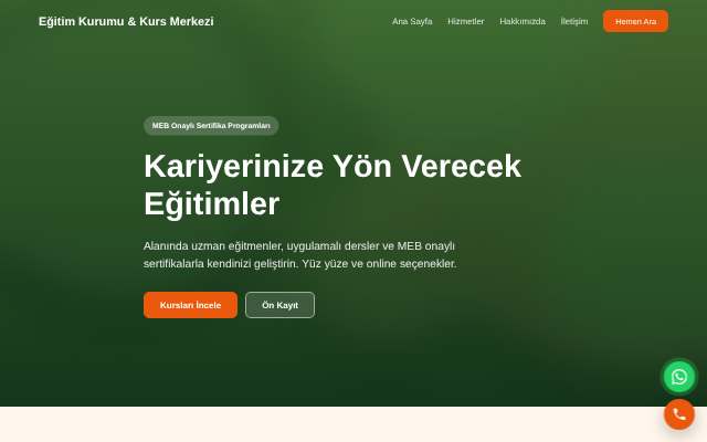 Eğitim Kurumu & Kurs Merkezi — Sıcak Turuncu