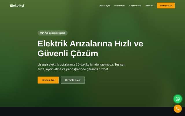 Elektrikçi web sitesi teması