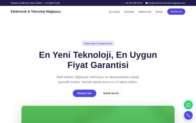 Elektronik & Teknoloji Mağazası — Canlı & Modern