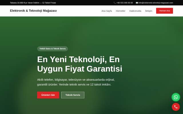 Elektronik & Teknoloji Mağazası — Cesur Kırmızı