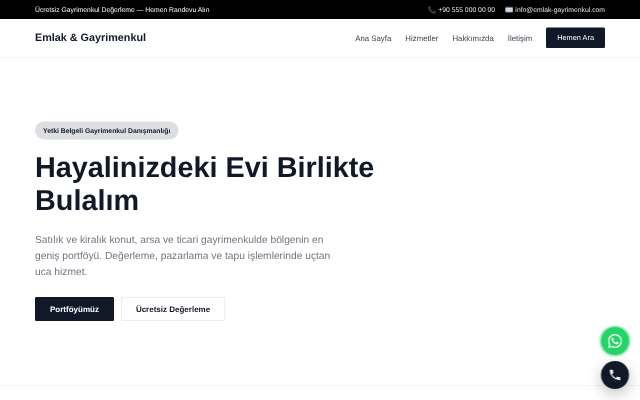 Emlak & Gayrimenkul — Minimal Beyaz