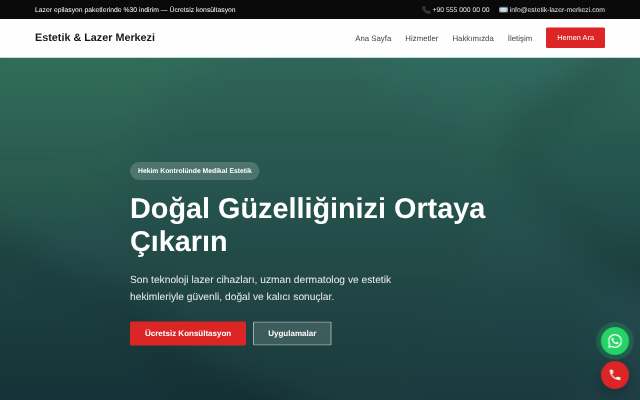 Estetik & Lazer Merkezi — Cesur Kırmızı