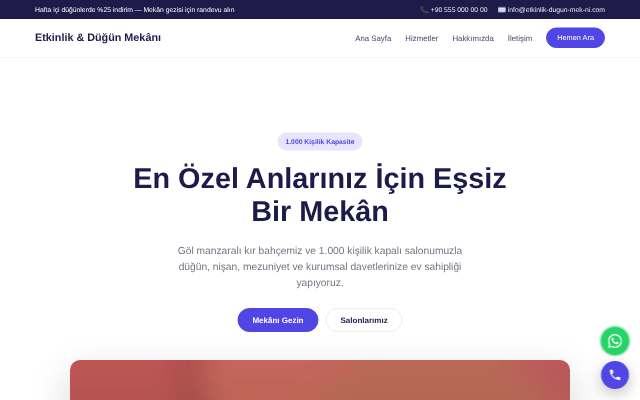 Etkinlik & Düğün Mekânı — Canlı & Modern