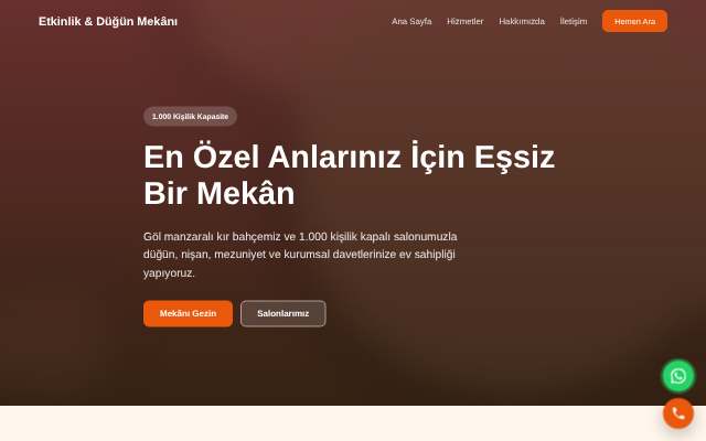 Etkinlik & Düğün Mekânı — Sıcak Turuncu