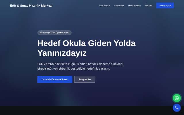 Etüt & Sınav Hazırlık Merkezi — Koyu & Güçlü