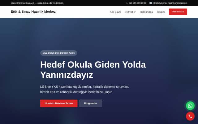 Etüt & Sınav Hazırlık Merkezi — Cesur Kırmızı