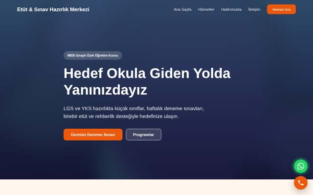 Etüt & Sınav Hazırlık Merkezi — Sıcak Turuncu
