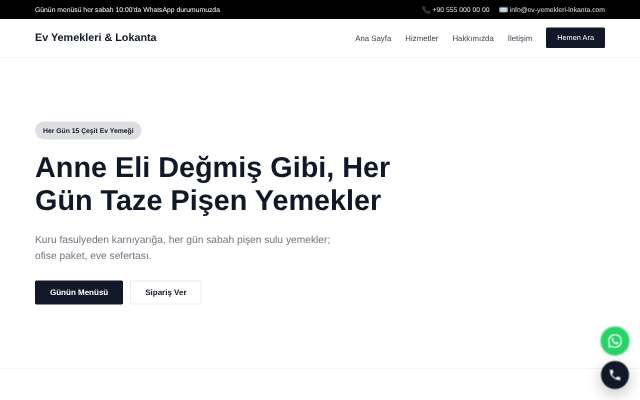 Ev Yemekleri & Lokanta — Minimal Beyaz
