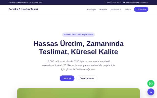 Fabrika & Üretim Tesisi — Canlı & Modern