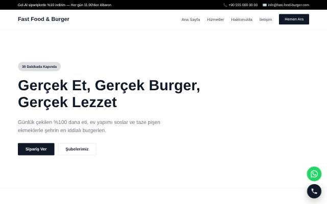 Fast Food & Burger — Minimal Beyaz