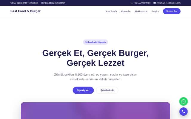 Fast Food & Burger — Canlı & Modern