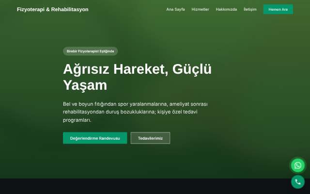 Fizyoterapi & Rehabilitasyon — Koyu & Güçlü
