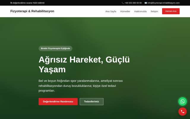 Fizyoterapi & Rehabilitasyon — Cesur Kırmızı