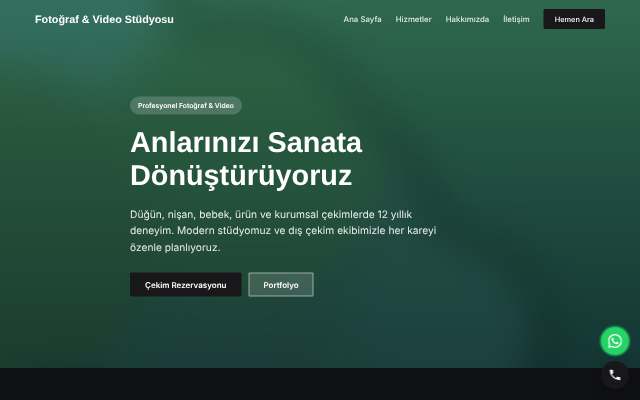 Fotoğraf & Video Stüdyosu — Koyu & Güçlü