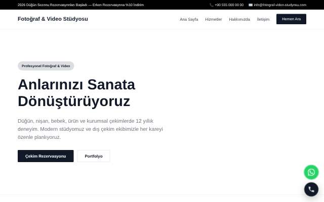 Fotoğraf & Video Stüdyosu — Minimal Beyaz