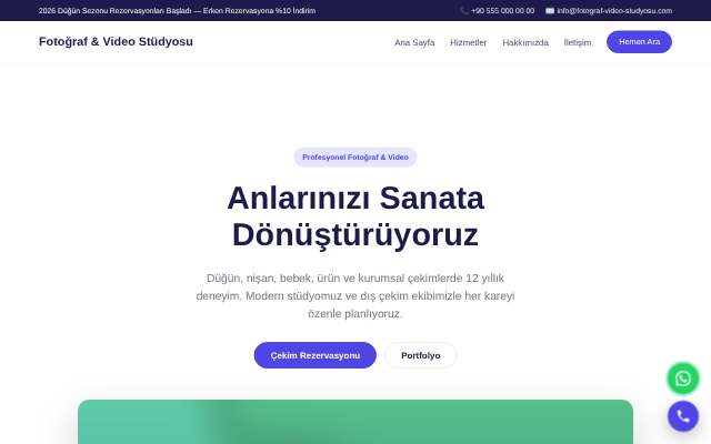 Fotoğraf & Video Stüdyosu — Canlı & Modern