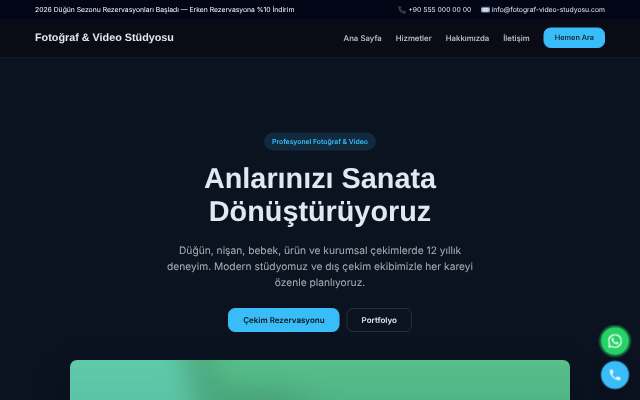 Fotoğraf & Video Stüdyosu — Gece Mavisi