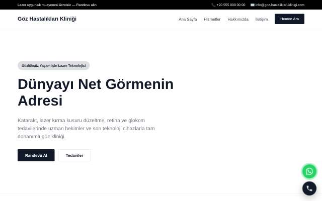 Göz Hastalıkları Kliniği — Minimal Beyaz