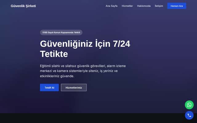 Güvenlik Şirketi — Koyu & Güçlü