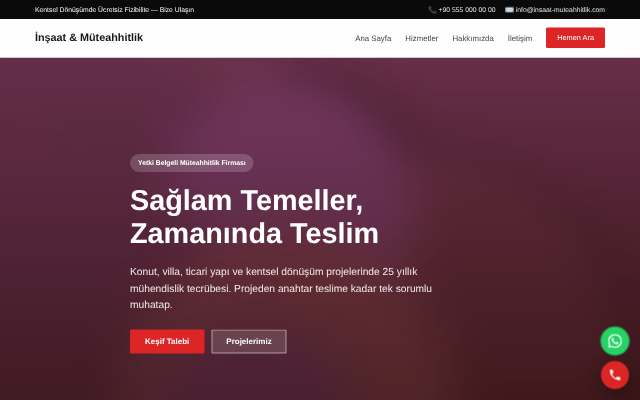 İnşaat & Müteahhitlik — Cesur Kırmızı