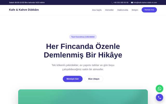 Kafe & Kahve Dükkânı — Canlı & Modern