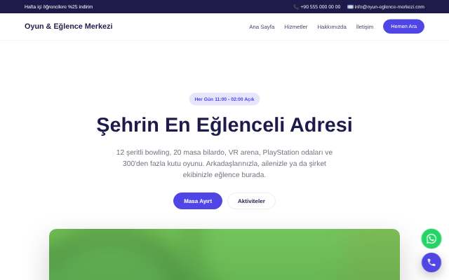 Oyun & Eğlence Merkezi — Canlı & Modern
