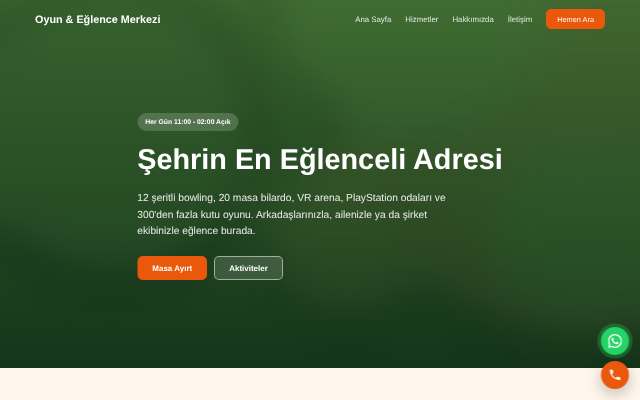 Oyun & Eğlence Merkezi — Sıcak Turuncu