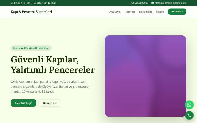 Kapı & Pencere Sistemleri — Doğal Yeşil