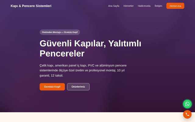 Kapı & Pencere Sistemleri — Sıcak Turuncu
